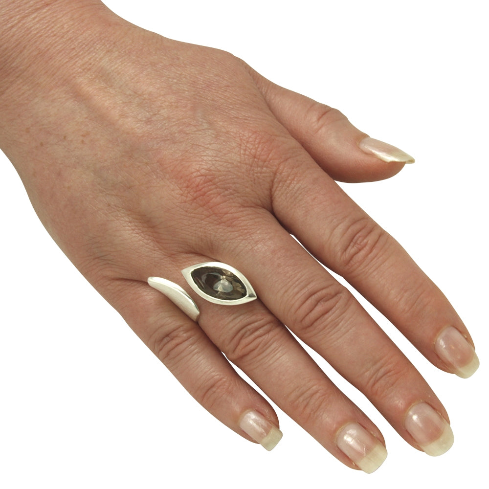 Rauchquarz Ring 20x10 mm (Sterling Silber 925)