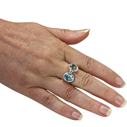 Aquamarin Ring "Duo" (Sterling Silber 925)