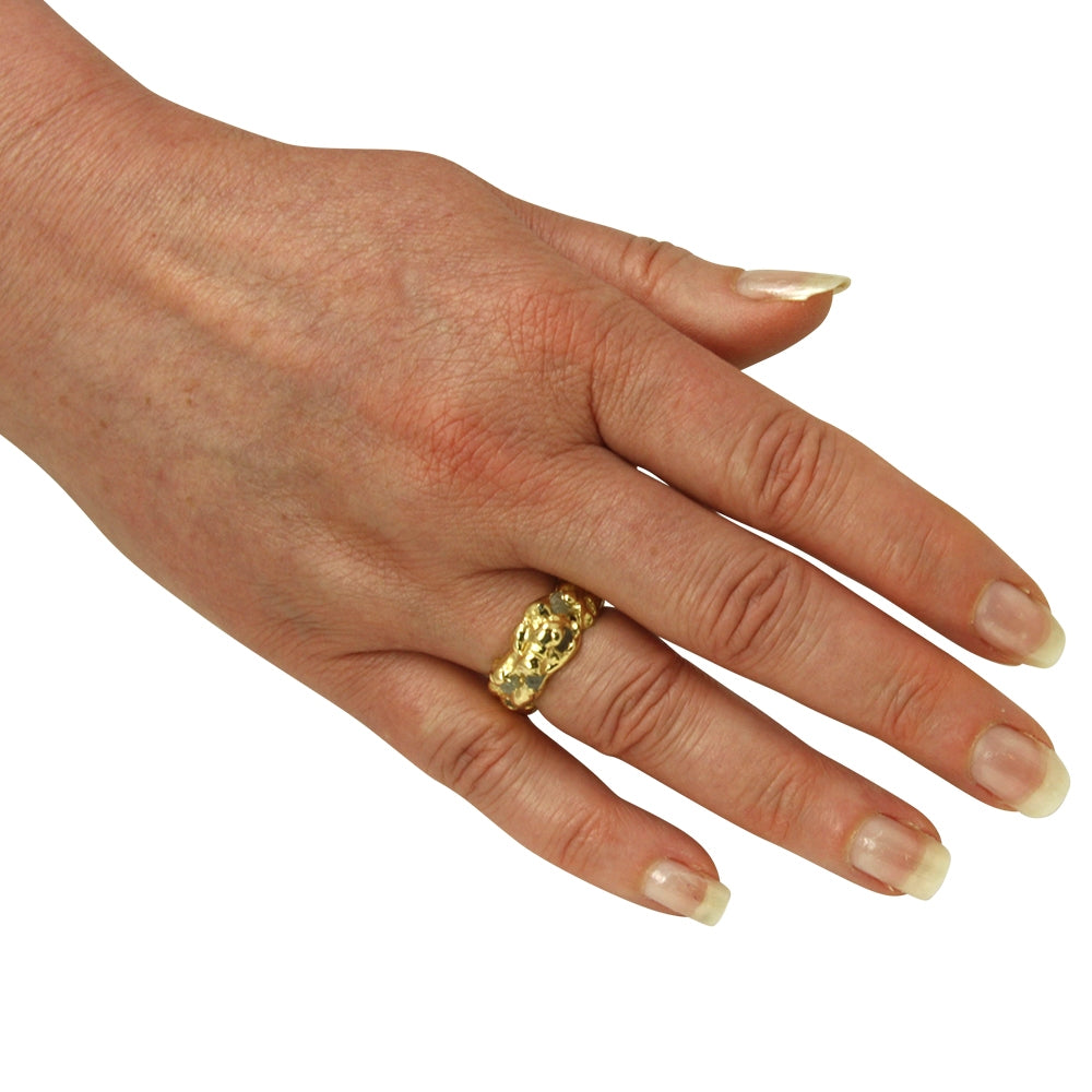 Diamant Ring "Nuggets" mit 5 Rohdiamanten (Sterling Silber 925 vergoldet)