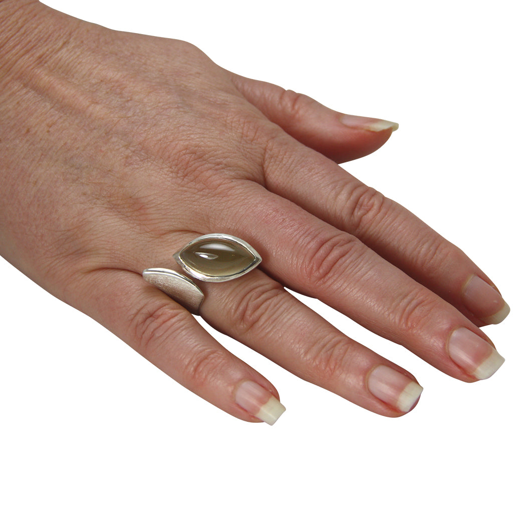Mondstein Ring "Grey" 20x11 mm (Sterling Silber 925)