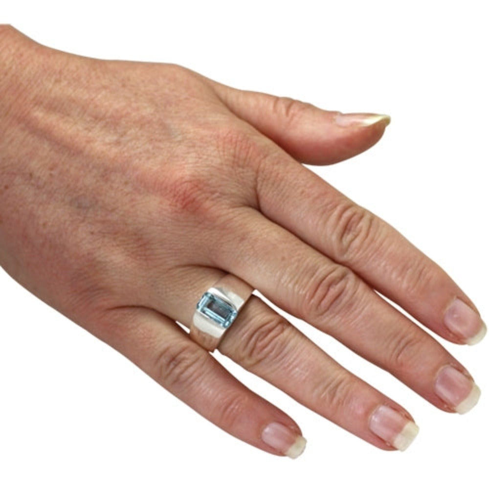 Aquamarin Ring 12x8 mm (Sterling Silber 925)
