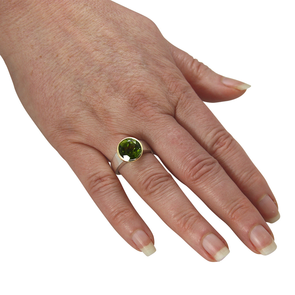 Peridot Ring 11,5 mm (Sterling Silber 925 / Gold 585)