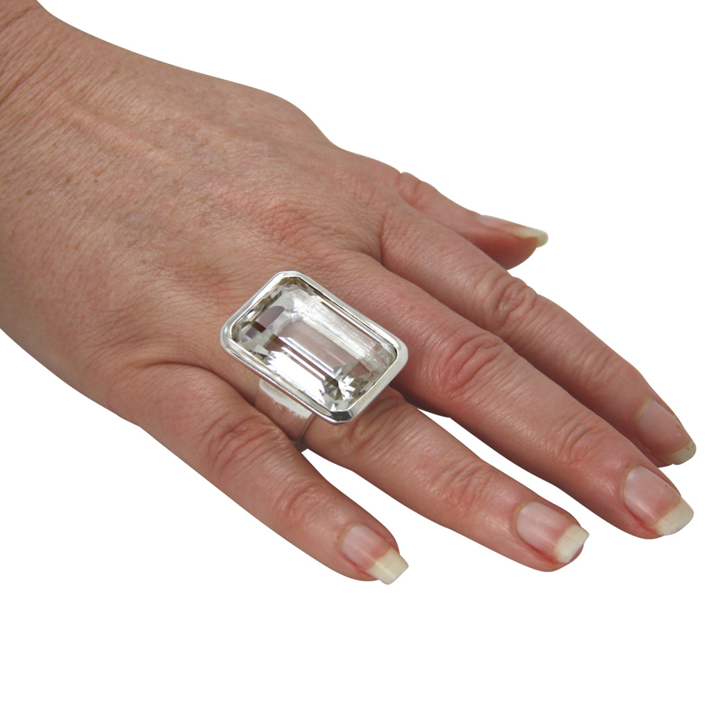 Bergkristall Ring "Octagon" 32x22 mm (Sterling Silber 925)