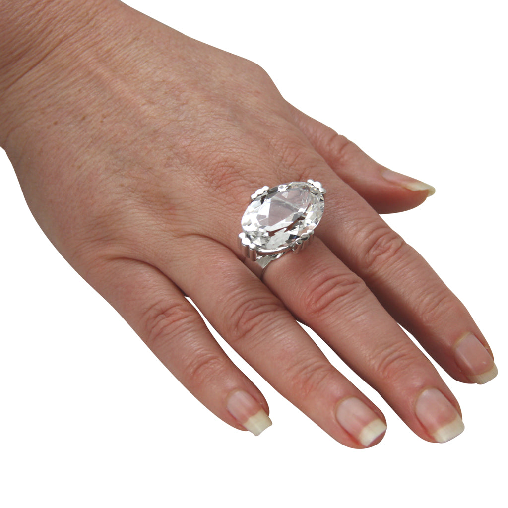Bergkristall Ring "Prongs" 28x19 mm (Sterling Silber 925)