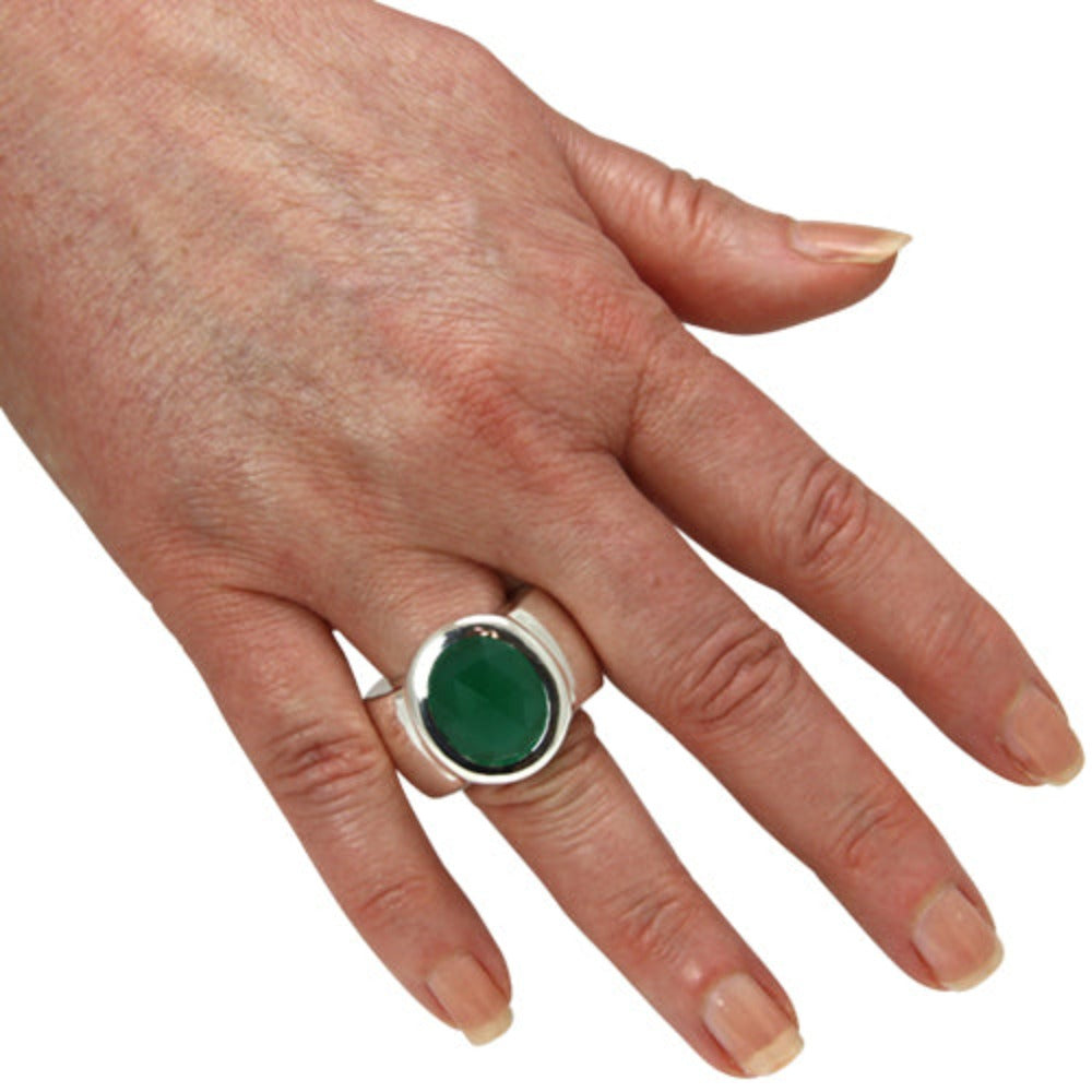 Silber Ring "Heavy" mit grünem Chalcedon (Sterling Silber 925)