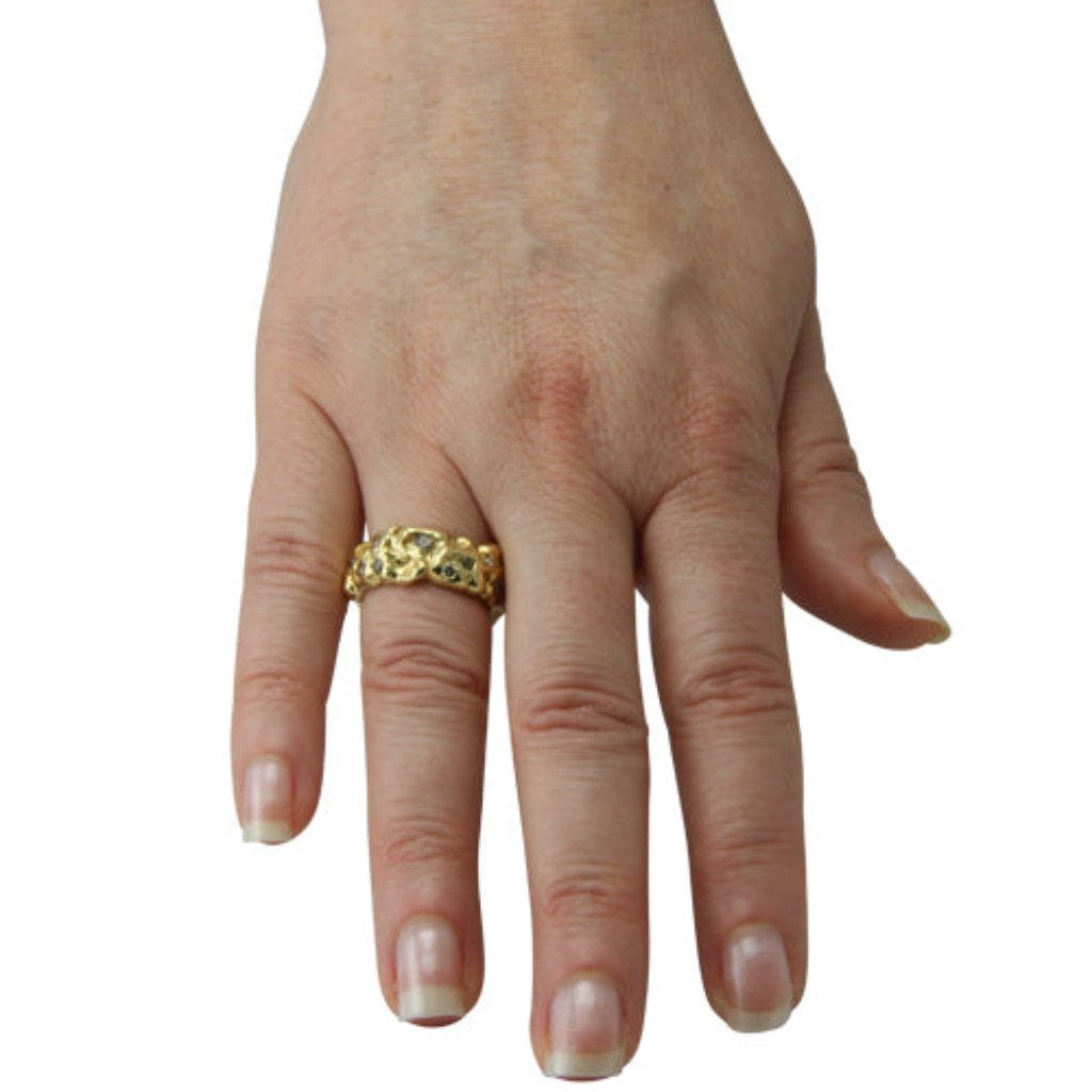 Gold Ring "Nuggets" mit 0,9 Karat Diamanten (Gelbgold 585)