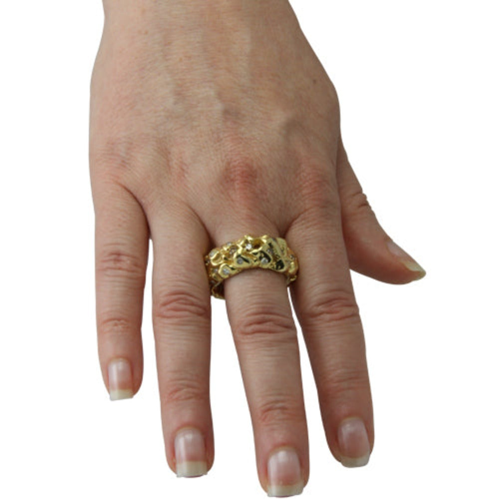 Gold Ring "Nuggets" mit 51 Diamanten (Gelbgold 585)