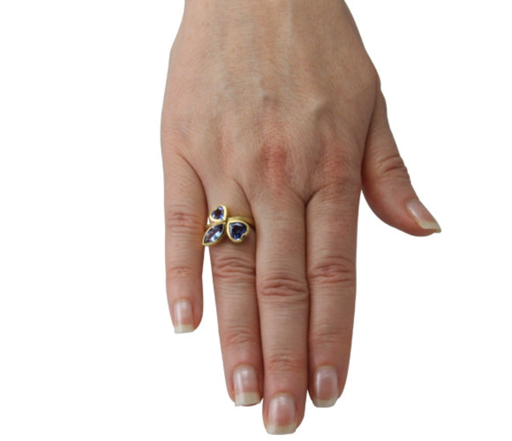 Tansanit Ring "Trio" 2,90 ct. (Gelbgold 750)