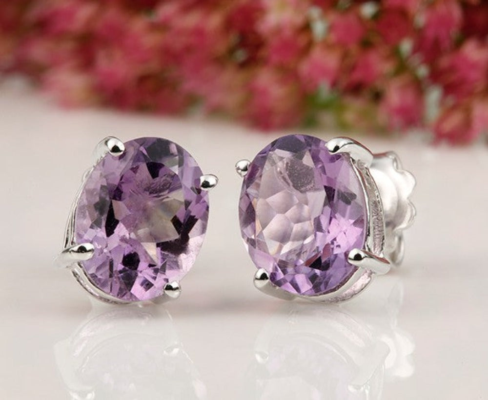 Amethyst Ohrstecker 10x8 mm (Sterling Silber 925)