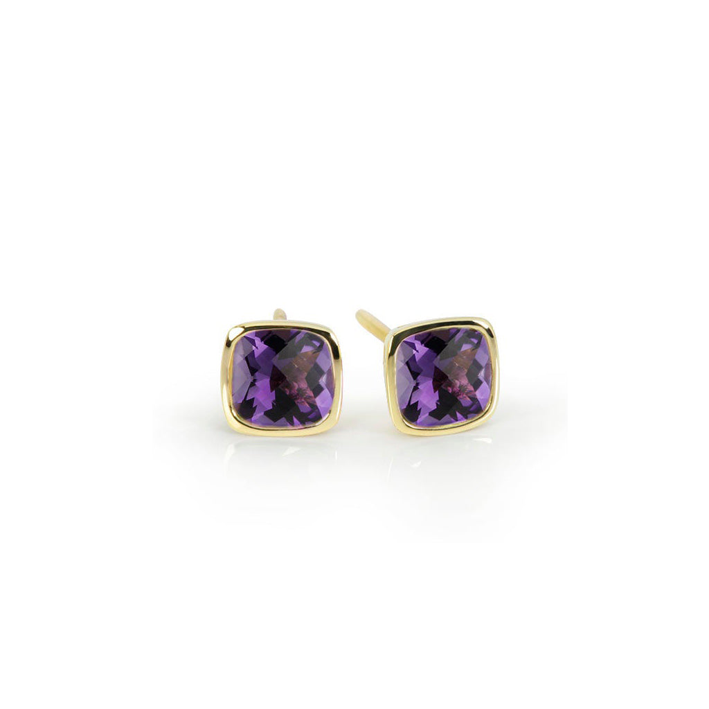 Amethyst Ohrstecker 6 mm (Gelbgold 585)