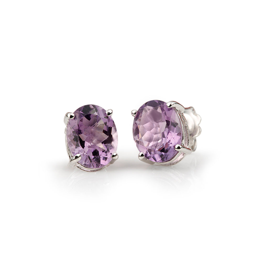 Amethyst Ohrstecker 10x8 mm (Sterling Silber 925)