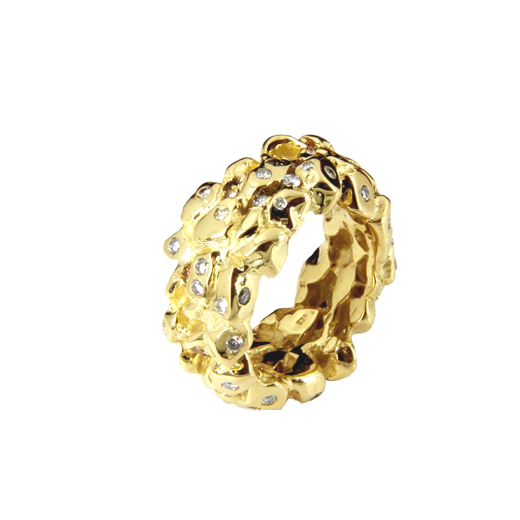 Gold Ring "Nuggets" mit 2 ct. Diamanten (Gelbgold 585)