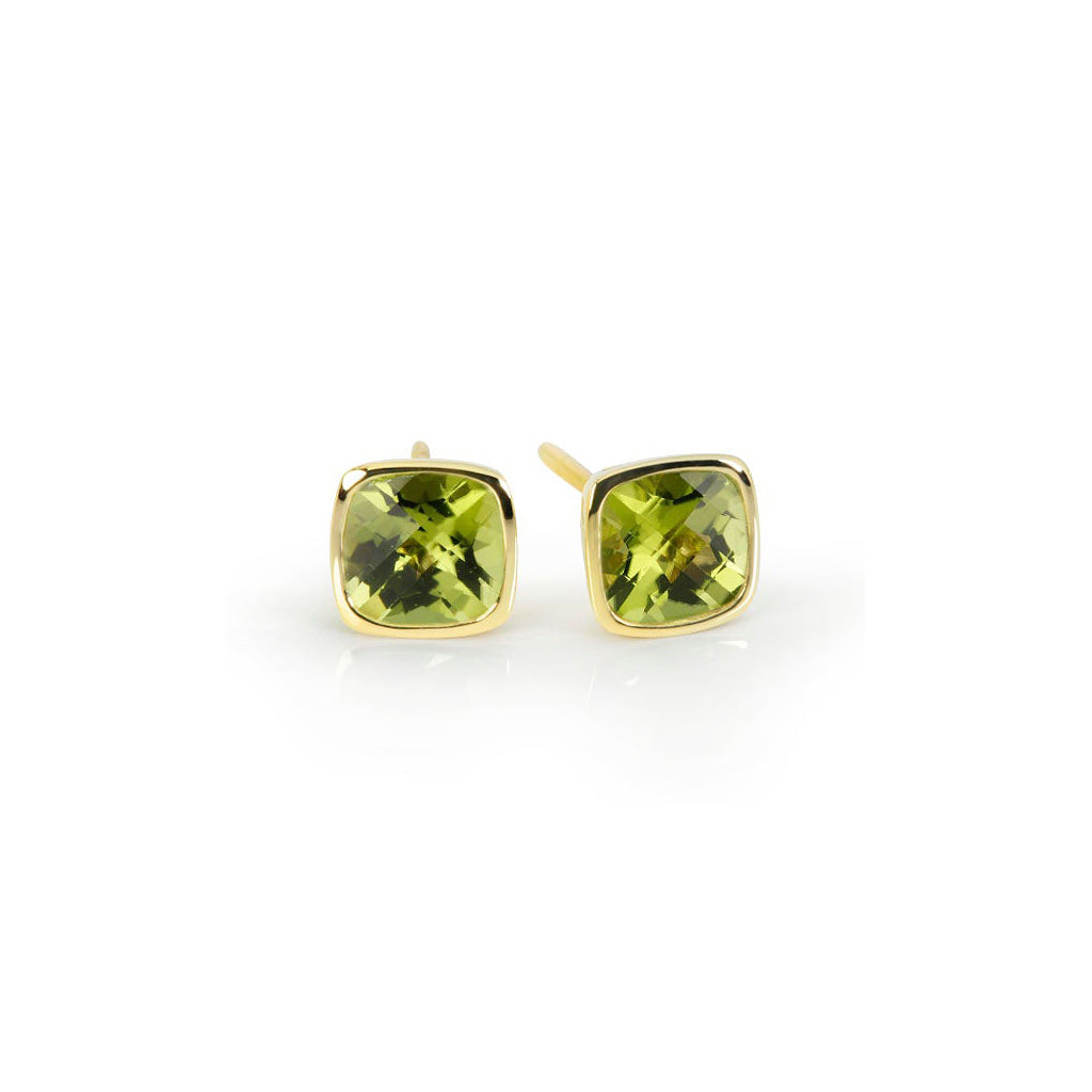 Peridot Ohrstecker 6 mm (Gelbgold 585)