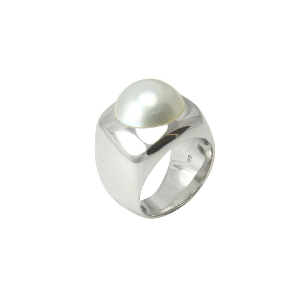Perlen Ring "Mabe" 14 mm (Sterling Silber 925) Zuchtperle
