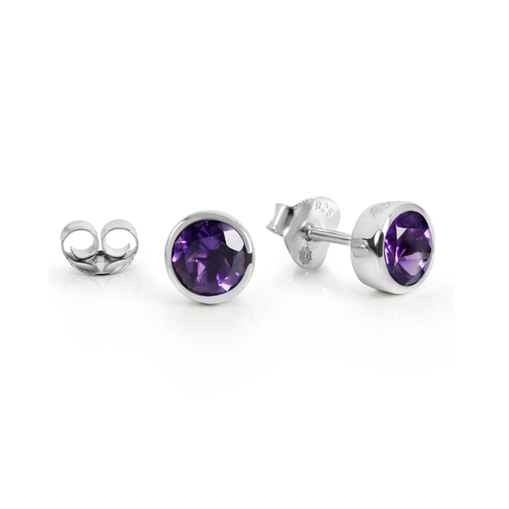 Amethyst Ohrstecker 7 mm (Sterling Silber 925)