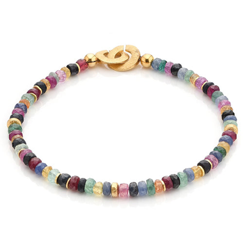 Saphir Armband "Multicolor" mit bunten Saphiren (Sterlingsilber 925, vergoldet)