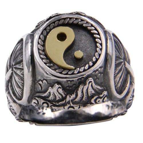Silber Ring "Magic Mushroom" (Sterling Silber 925 mit Gelbgold 585) Bali Sonder-Kollektion