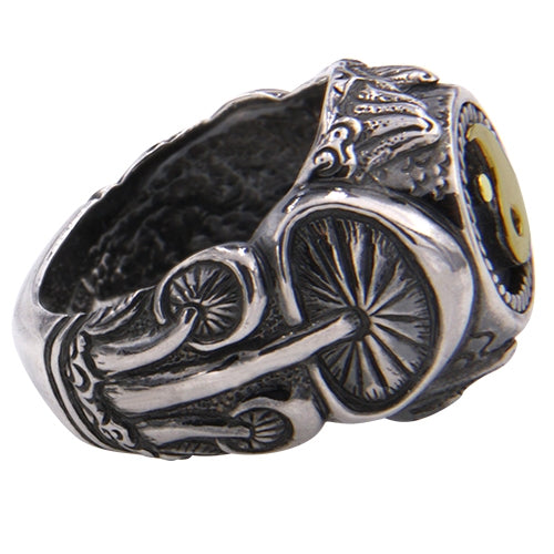 Silber Ring "Magic Mushroom" (Sterling Silber 925 mit Gelbgold 585) Bali Sonder-Kollektion