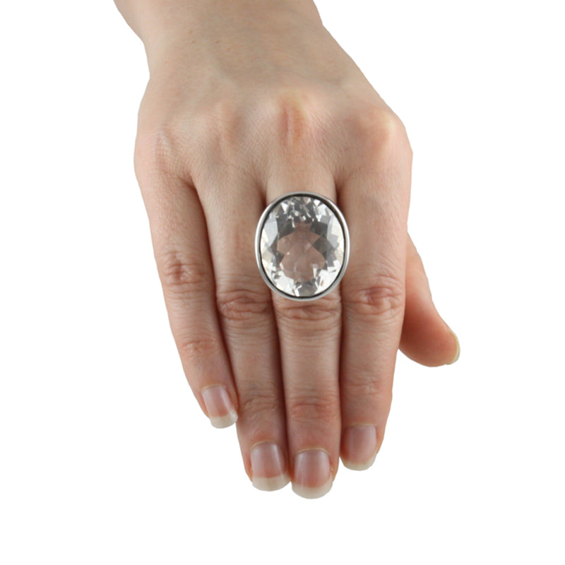 Bergkristall Ring 27x22 mm (Sterling Silber 925)