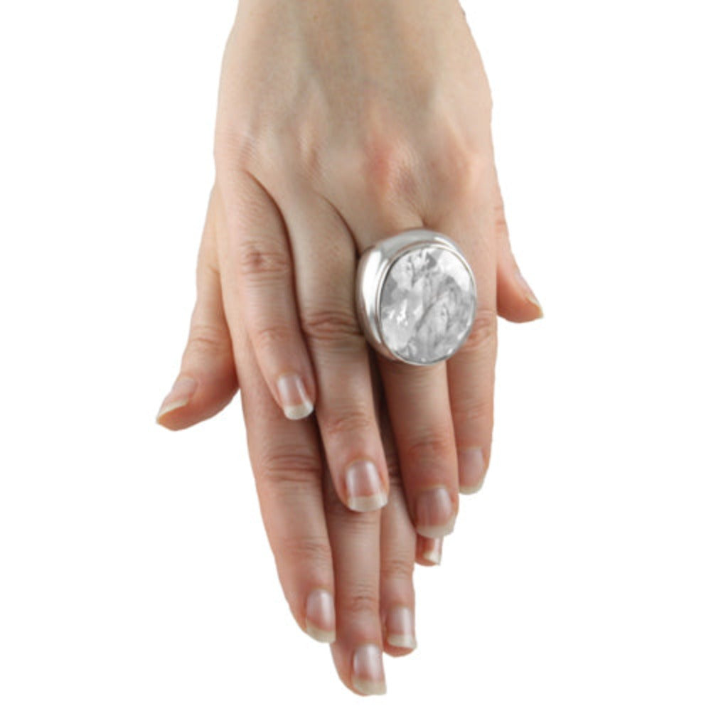 Bergkristall Ring "Heavy" 32x26 mm (Sterling Silber 925)