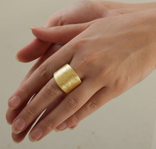 Silber Ring "Verlauf" 20 mm (Sterlingsilber 925 vergoldet)