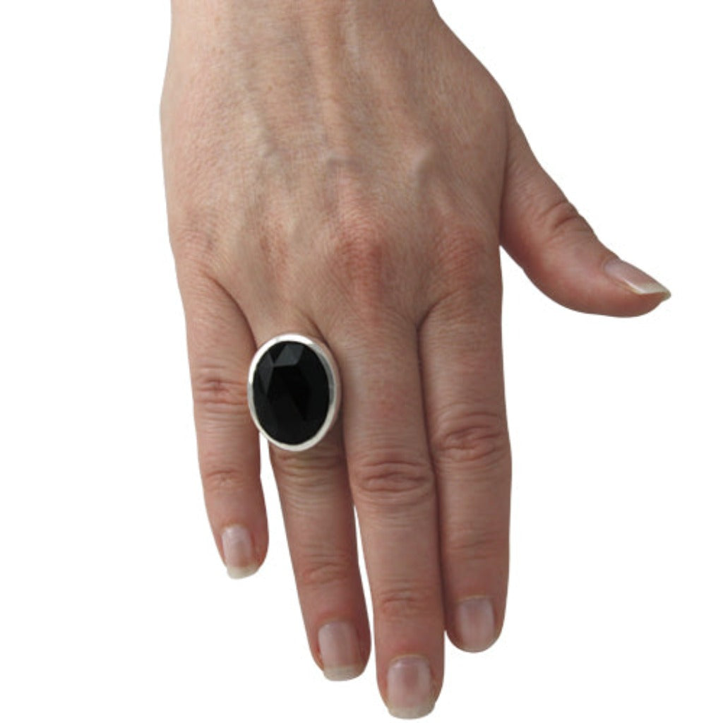 Onyx Ring 24x18 mm (Sterling Silber 925)