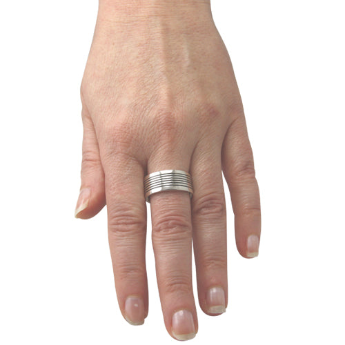 Ring "Black and White" 10 mm breit (Sterling Silber 925)