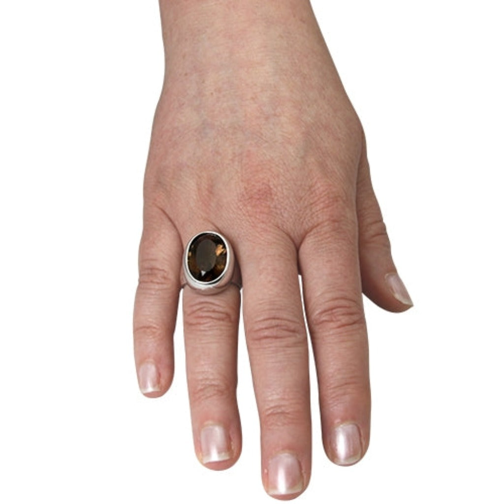 Rauchquarz Ring "Oval" (Sterling Silber 925)