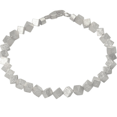 Silber Armband "Würfel" 4 mm eismatt (Sterlingsilber 925)